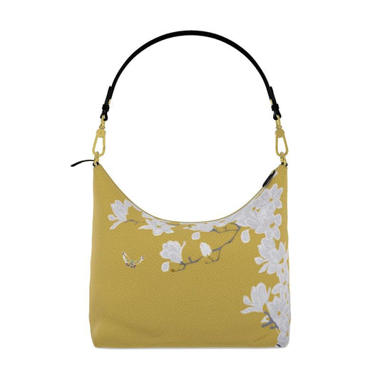 Autumn Flowers - Luxury full Grain Leather - Square Hobo Bag