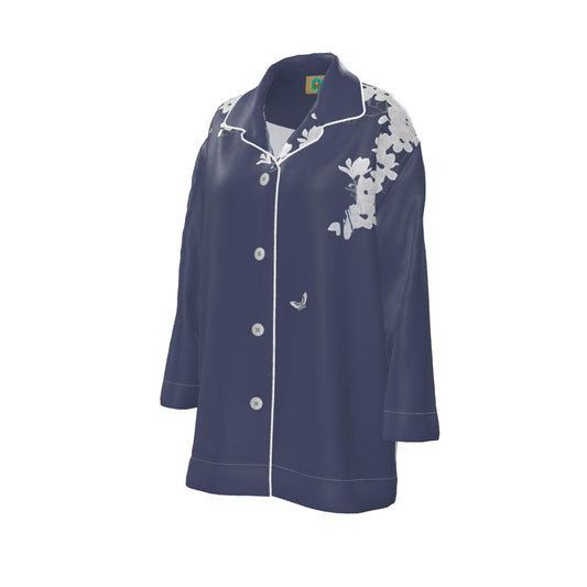 Autumn Flowers - Pure Mulberry Silk - 100% Luxury Silk Pyjama Shirt