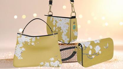 Autumn Flowers - Luxury full Grain Leather - Talbot Slouch Bag