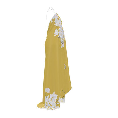 Autumn Flowers - Pure Mulberry Silk  - Long 100% Silk Dress