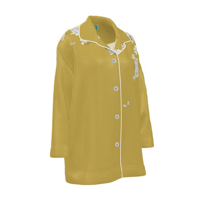 Autumn Flowers - Pure Mulberry Silk - 100% Luxury Silk Pyjama Shirt
