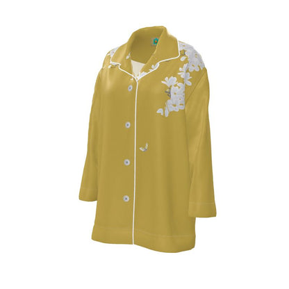 Autumn Flowers - Pure Mulberry Silk - 100% Luxury Silk Pyjama Shirt