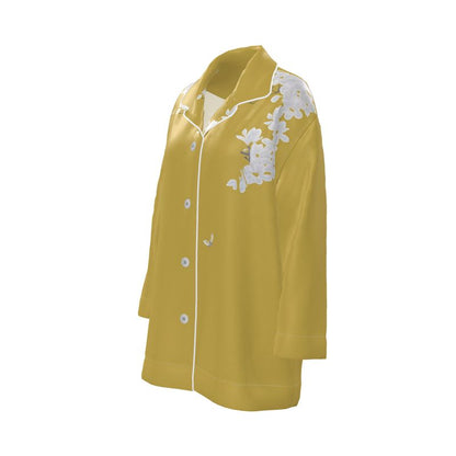 Autumn Flowers - Pure Mulberry Silk - 100% Luxury Silk Pyjama Shirt