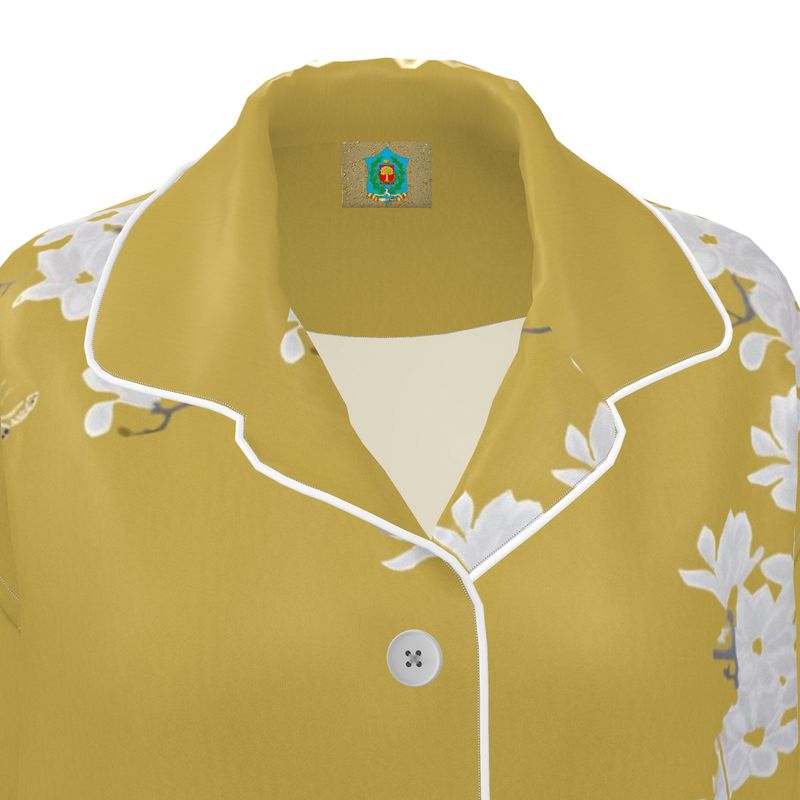 Autumn Flowers - Pure Mulberry Silk - 100% Luxury Silk Pyjama Shirt