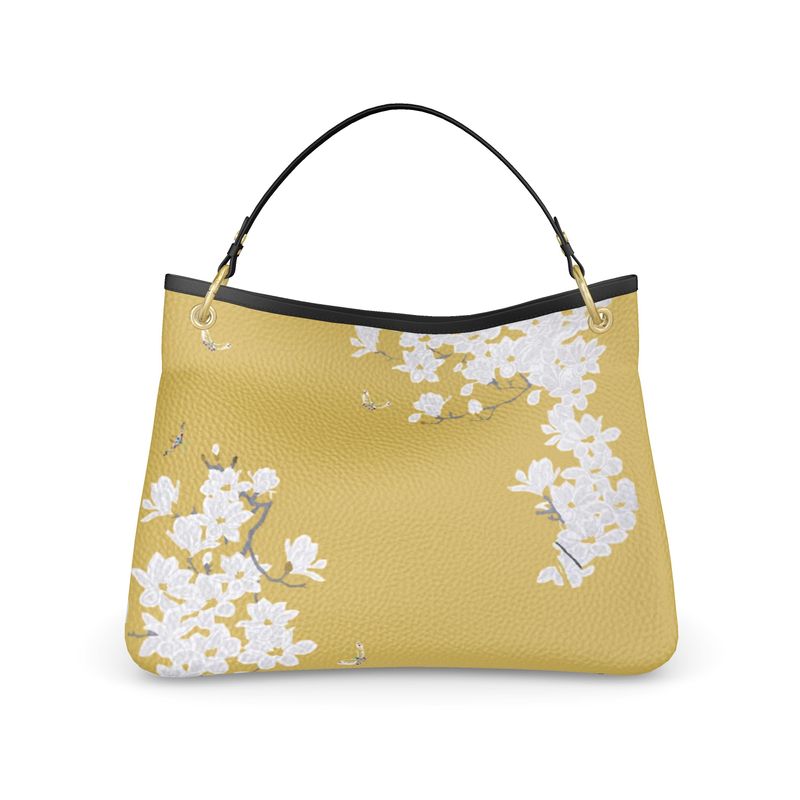 Autumn Flowers - Luxury full Grain Leather - Talbot Slouch Bag
