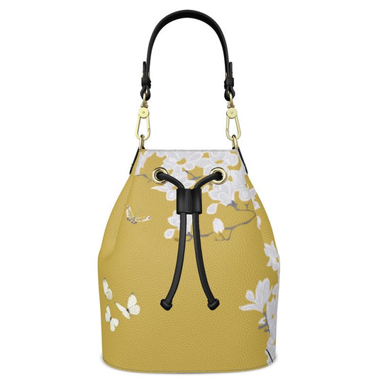 Autumn Flowers - Luxury full Grain Leather - Bucket Bag