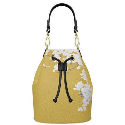 Autumn Flowers - Luxury full Grain Leather - Bucket Bag