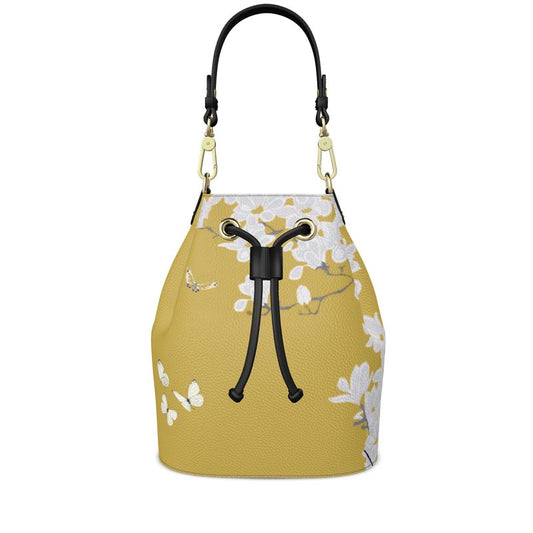 Autumn Flowers - Luxury full Grain Leather - Bucket Bag