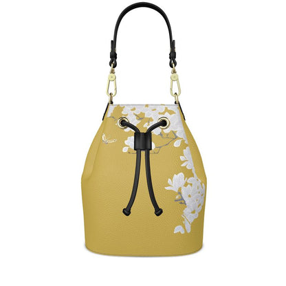 Autumn Flowers - Luxury full Grain Leather - Bucket Bag
