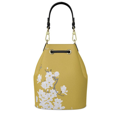 Autumn Flowers - Luxury full Grain Leather - Bucket Bag
