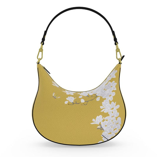 Autumn Flowers - Luxury full Grain Leather - Curve Hobo Bag