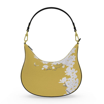 Autumn Flowers - Luxury full Grain Leather - Curve Hobo Bag