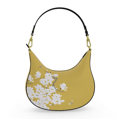 Autumn Flowers - Luxury full Grain Leather - Curve Hobo Bag