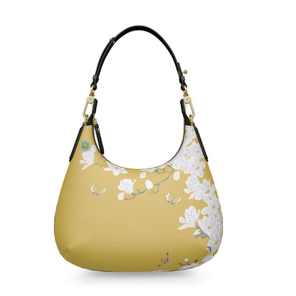 Autumn Flowers - Luxury full Grain Leather - Mini Curve Bag