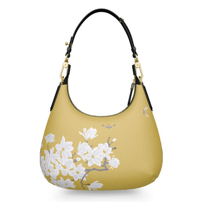 Autumn Flowers - Luxury full Grain Leather - Mini Curve Bag