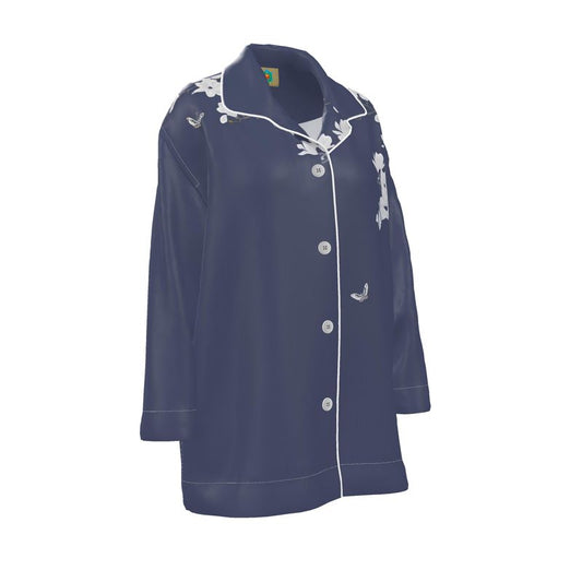 Autumn Flowers - Pure Mulberry Silk - 100% Luxury Silk Pyjama Shirt