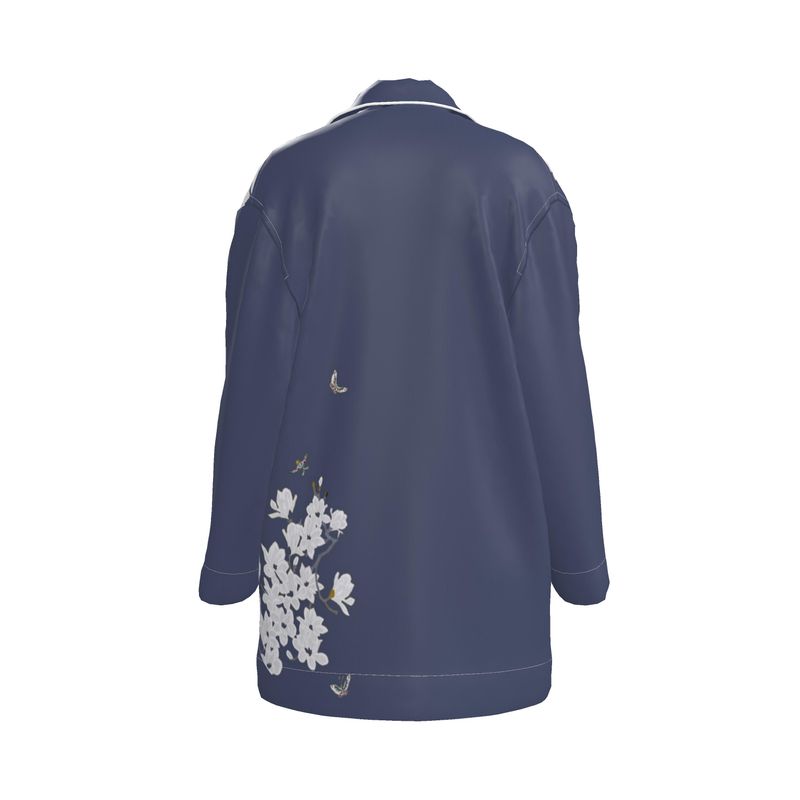 Autumn Flowers - Pure Mulberry Silk - 100% Luxury Silk Pyjama Shirt
