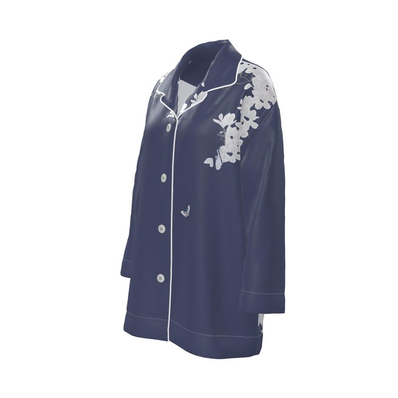 Autumn Flowers - Pure Mulberry Silk - 100% Luxury Silk Pyjama Shirt