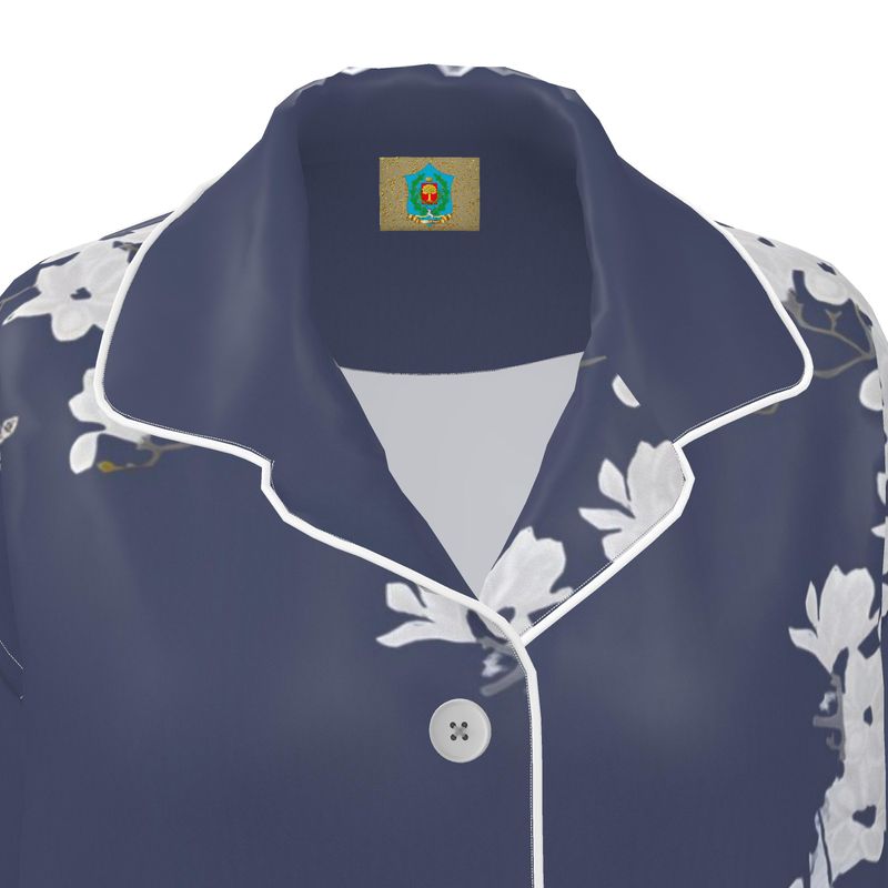 Autumn Flowers - Pure Mulberry Silk - 100% Luxury Silk Pyjama Shirt