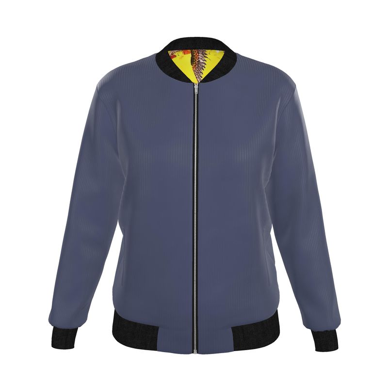 Blue Velvet - Pure Mulberry Silk - 100% Reversible Silk Bomber Jacket