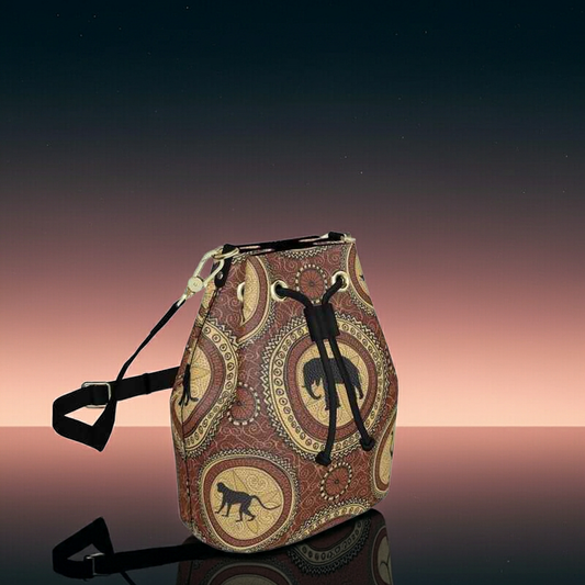 African Safari - Luxury Full Grain Nappa Leather -Bucket Bag | Marivel Suri